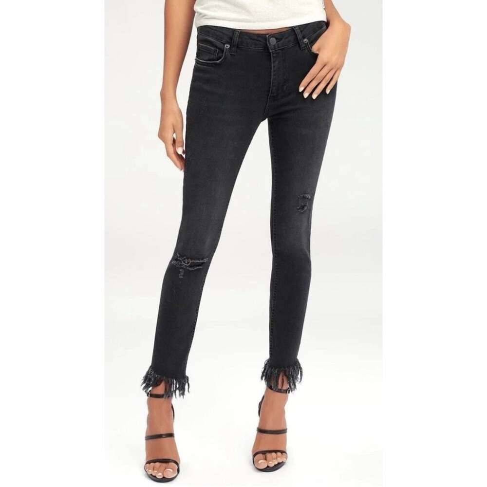 Free People Great Heights Skinny Jeans in Charcoal Black Was Denim Size 27 GUC